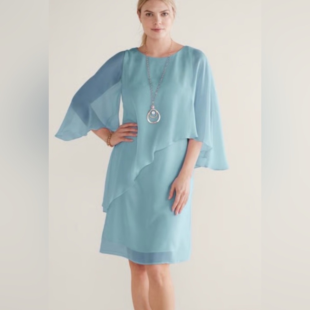 Soft Surroundings Pale Blue Layered Chiffon Dress